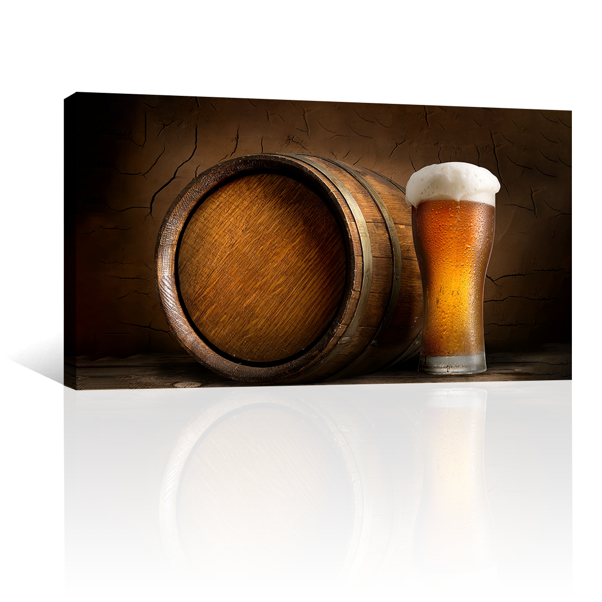 Cerveza Fría Con Barrica De Madera