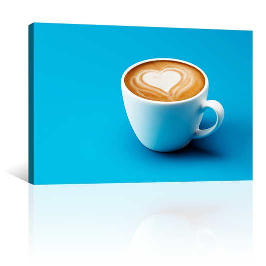 Café Con Corazon Sobre Fondo Azul