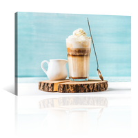 Café Latte Macchiato En Fondo Azul