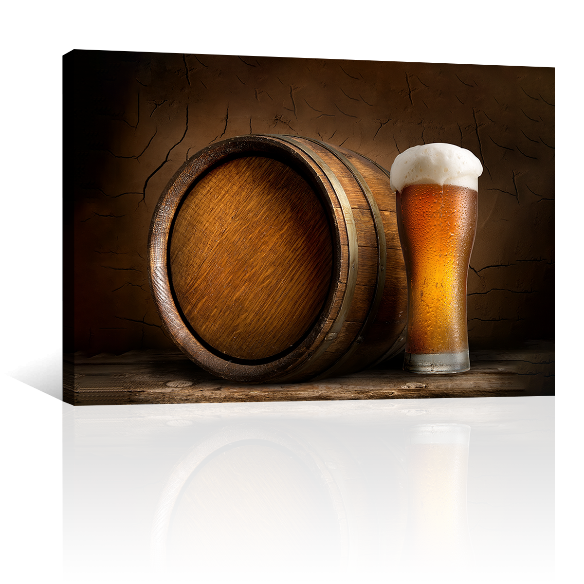 Cerveza Fría Con Barrica De Madera