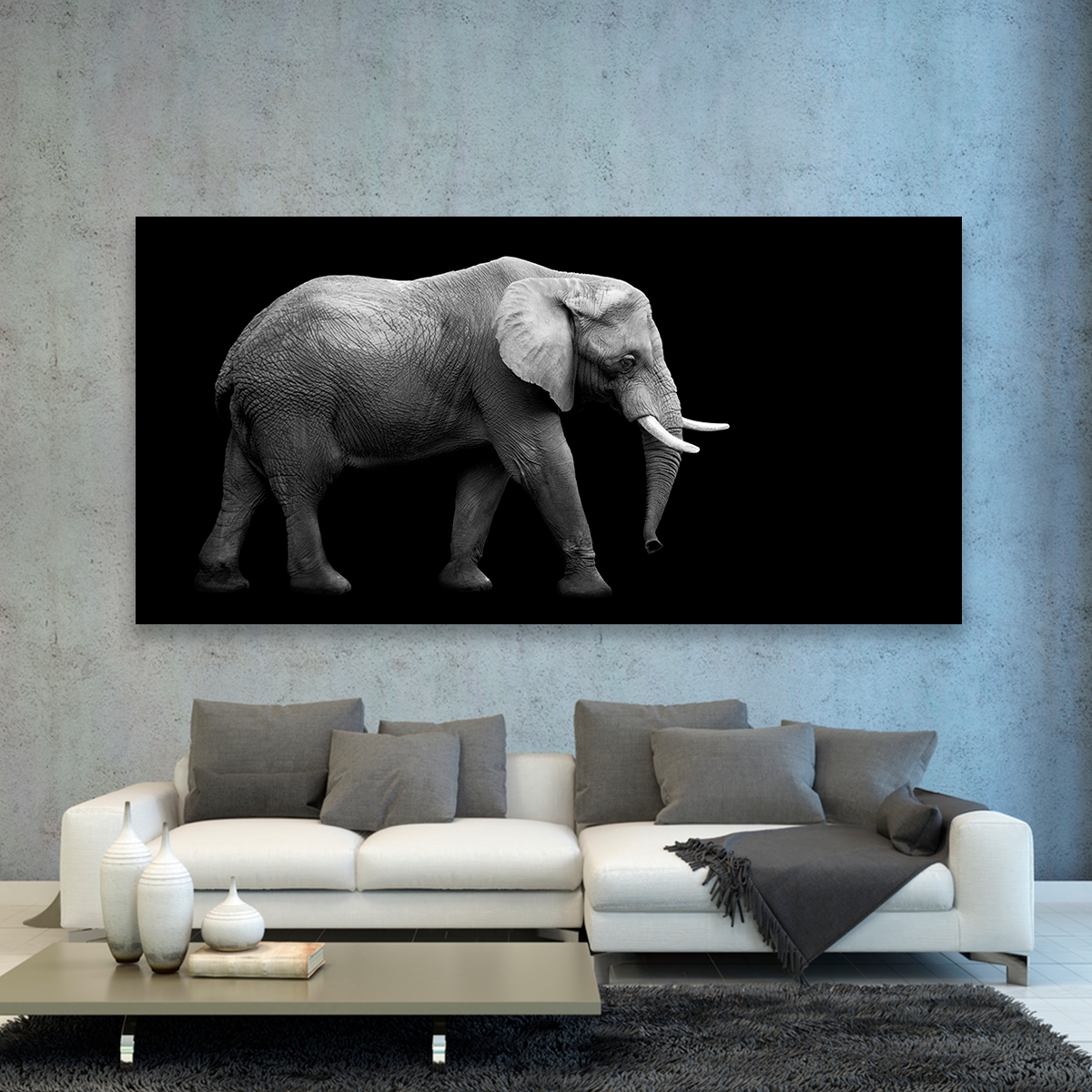 Elefante En Fondo Negro