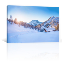 Montañas Cabaña Y Nieve