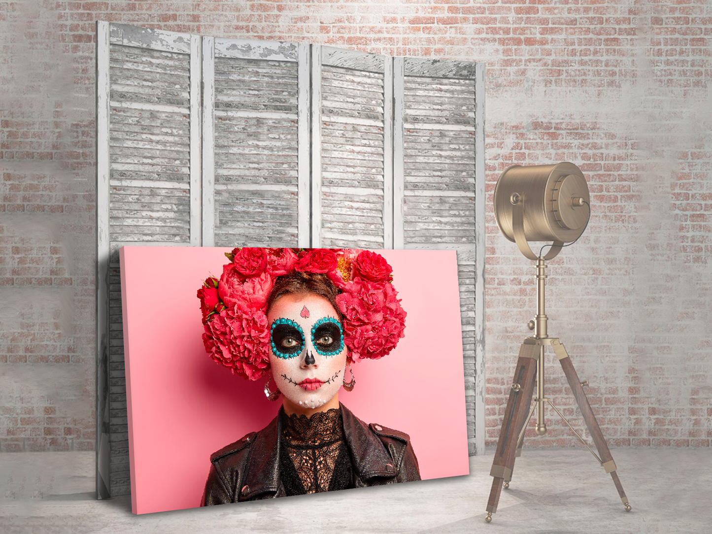 Catrina con claveles rosas