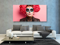 Catrina con claveles rosas