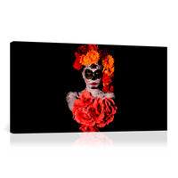 Catrina con flores rojas