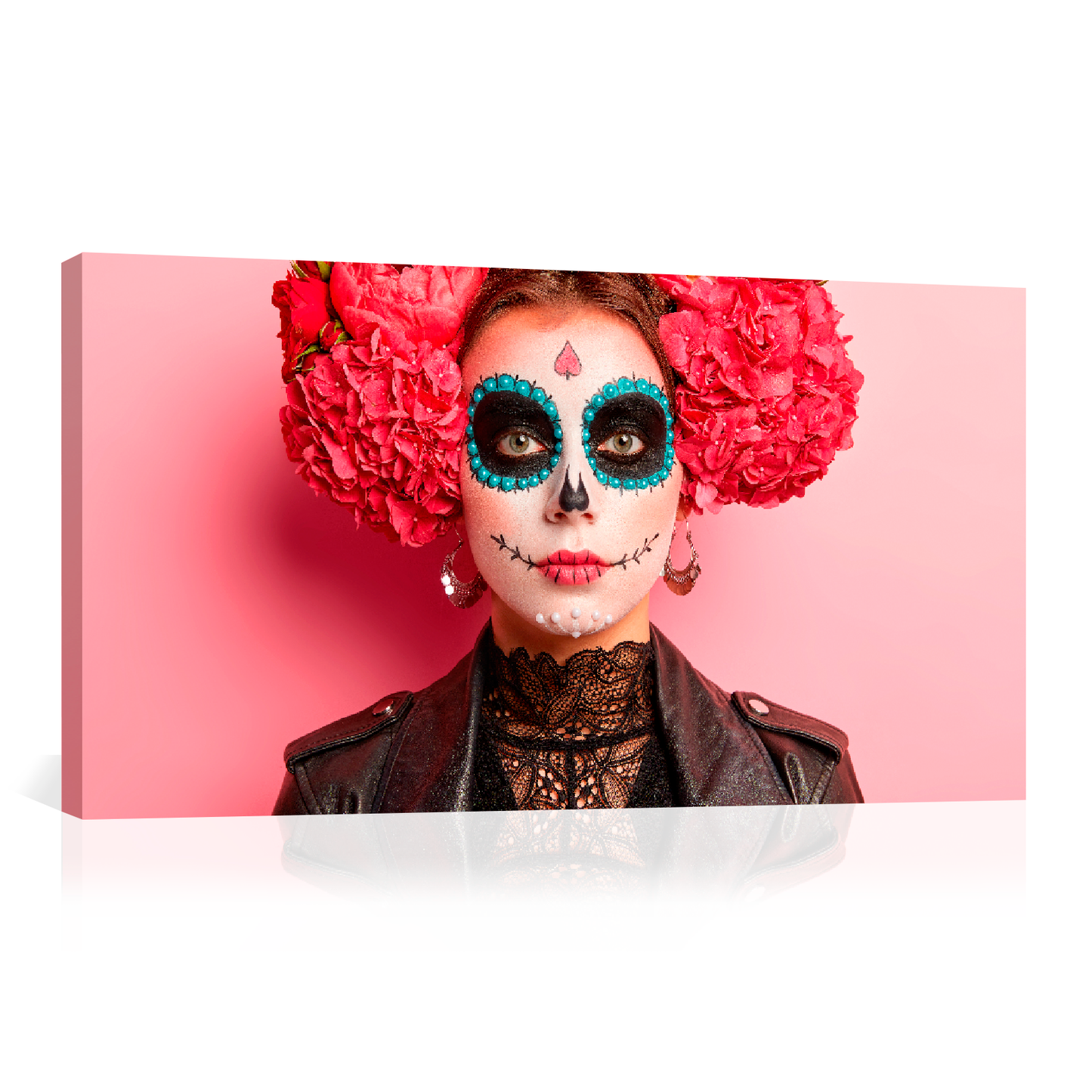 Catrina con claveles rosas