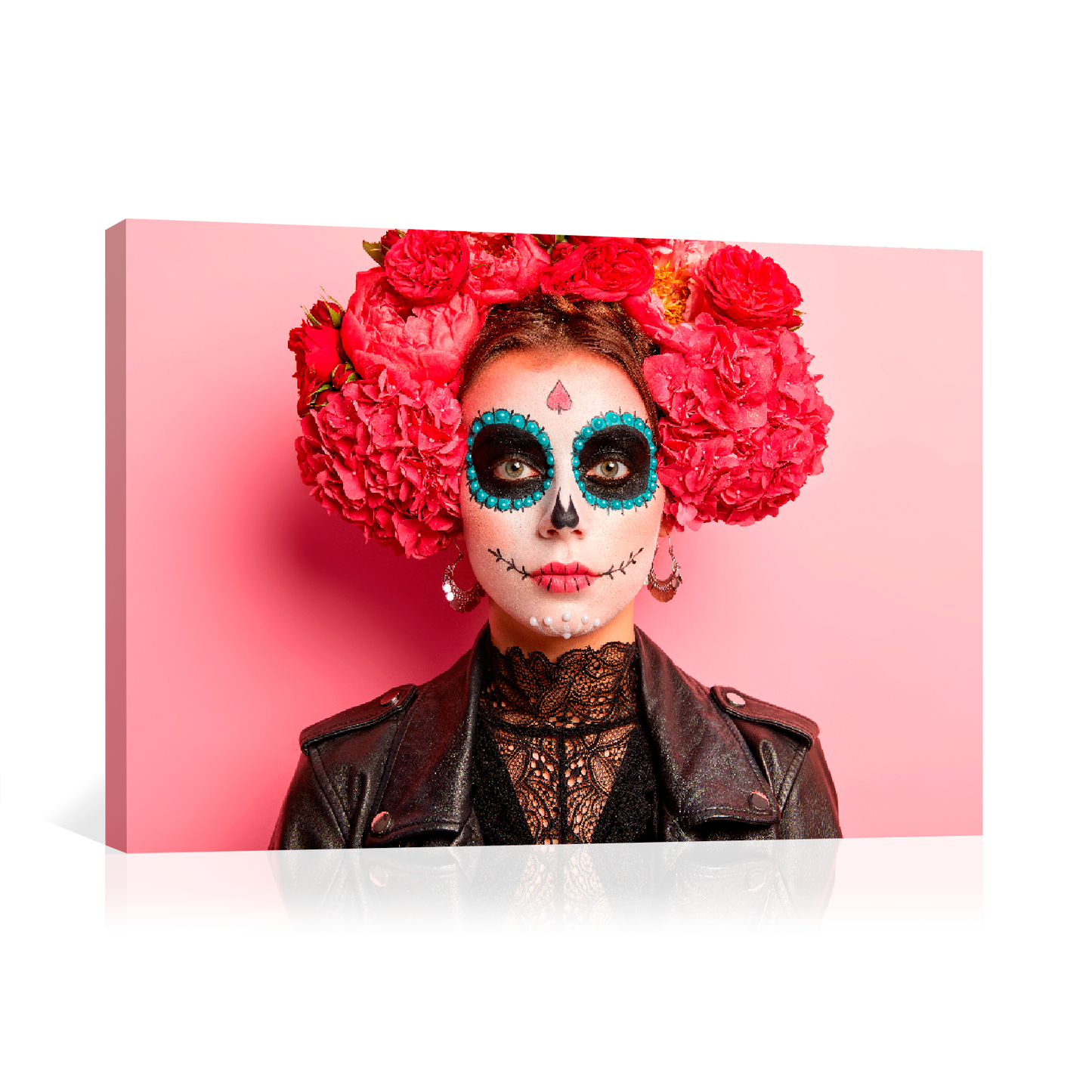 Catrina con claveles rosas