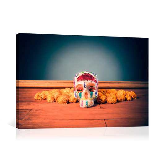Calaverita con cempasúchil